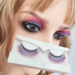 Färgglada fluffiga ögonfransar Gradient Färg Curling Mink Eyelash Single Pair 3D Multi False Eyelashes Stage Makeup