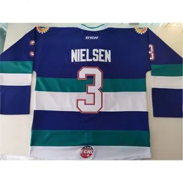 NC74 Custom Hockey Jersey Men Youth Women Vintage Echl Orlando Solar Bears 3 Carl Nielsen High School Size S-6xl lub dowolna koszulka i nazwiska i koszulka numer