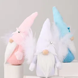 Christmas Decorations Santa Faceless Gnome Dolls Blue Pink Wings Dwarf For Home Xmas Gifts Navidad Noel OrnamentsChristmas