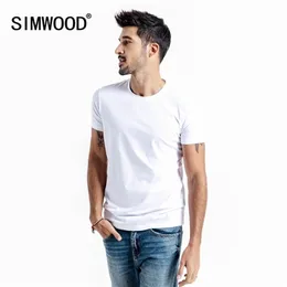 Verão sólida camiseta básica Men skinny algodão de algodão slim fit