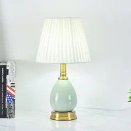 Table Lamps Style Modern Lamp Green Ceramic For Bedroom Bedside Night Lighting E27 Button Switch Yellow LightTable