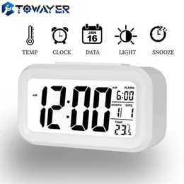 LED Digital Alarm Clock Electronic Screen Desktop For Home Office Backlight Snooze Data Calendar Desk s 220426