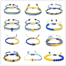 Fascino Giallo Blu Ucraina Braccialetti Per Donna Uomo Bracciale Corda Intrecciata Colore Bandiera Ucraina Fatti A Mano Nuovo Design Coppia Gioielli