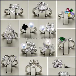 Impostazioni dell'anello di perle fai-da-te Zircon Solid 925 Sier Rings 16 Stili per le donne Montaggio in bianco Gioielli regolabili Regalo Drop Delivery 2021 Y1Dlk