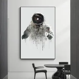 Astronaut Akwarela Płótno Malarstwo Nordic Wall Art Plakaty Plakaty I Wydruki Cosmonauta Wall Picture do salonu Dekoracji Mural