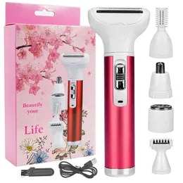 Epilator 5 in 1 Electric Hair Remover Rechargeable Lady Shaver Nose Trimmer Eyebrow Shaper Leg Armpit Bikini Women220422