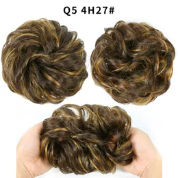 Gemischte Farben, synthetischer Haar-Chignon-Dutt, elastische Haargummis, Haarteile, Verlängerungen