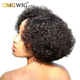 4x4 Kurzer Bob Pixie Curly Spitzenfront menschliches Haar Verschluss Perücken für schwarze Frauen, die mit Baby brasilianischem Remy 220707 zuholten, 220707