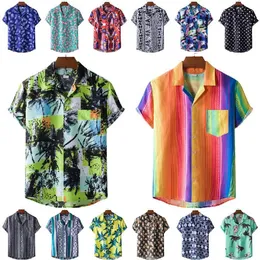 Sommer-Herren-Kurzarm-Blumenhemd, modische Hawaii-Kollektion, Strand-Stil, bedruckte Hemden