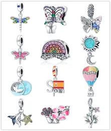 New S925 Sterling Silver Sinchas Solicentas soltas FIT PANDORA Pandora charme Flor Flor Butterfly Dragonfly Fashion Girl Pingente Acessórios Diy Lady Presente Jóias