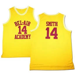 Nikivip statek z USA #Movie Męskie koszulki koszykówki The Fresh Prince of Bel-Air 14 Will Smith Jersey Yellow Szyty Academy Size S-3xl