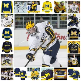 NCAA Custom Michigan Wolverines Stitched Hockey Jersey 74 Nicholas Boka 2 Luke Martin 13 Jake Slaker 33 Joseph Cecconi 11 Mackie Samoskevich 1 Erik Portillo Jerseys