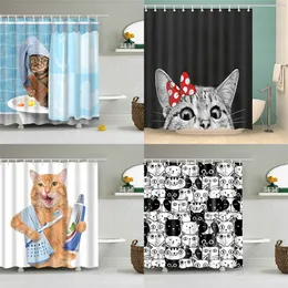 Arrival Cat Shower Curtain 3D Print Bathroom Waterproof Polyester Octopus Washable Bath Decor s with 12 Hook 220429
