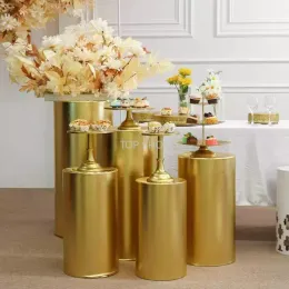 DHL Party Decoration 5st Gold Products Round Cylinder Cover Pedestal Display Art Decor Plints Pillars For DIY Wedding Decorations Holiday