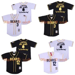 NA85 Toppkvalitet 1 Bad News Tanner Boyle Jerseys #12 Kelly Leak White Black Stitched Baseball Jersey