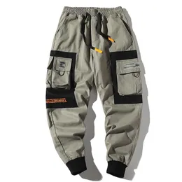 Herrbyxor hiphop män flerficka elastisk midja design harem pant street punk casual byxor joggare manlig last abz51