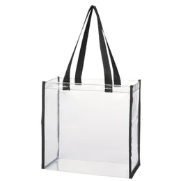 Storage Bags 12x12x6 Inch Clear Tote Pvc Hard Plastic Shopping Handbag With Handles For Shoes Clothing Party Favors Gift PouchesStorage