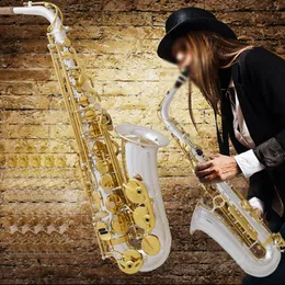 ヨーロッパ製のハイエンドEB ALTO SAXOPHONE白い銅銀メッキのプロのE-FLATジャズ楽器Alto Saxopon