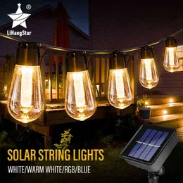 LED Solar String Lights IP Waterproof Outdoor Christmas Decoration Lamp Retro Holiday Garland Trädgårdsmöbler Fairy Lamp J220531