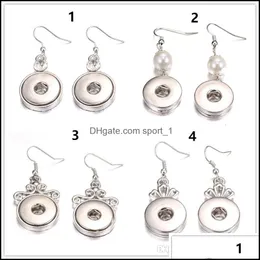 Charmörhängen smycken mode 10 par/parti diy 12mm snap -knappar örhänge kvinnor och män passar ingefära noosa chunk oval hänge halsband metall d