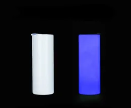 Sublimation Straight Luminous Bottle Tumblers 20oz Cylinder Glow In The Dark Stainless Steel Insulated Thermos Blank Heat Transfer Water Tumbler SN4501