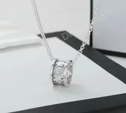 Collane con ciondolo vuoto tridimensionale con lettera di moda, in argento sterling retrò per uomini e donne, collana con ciondoli a vita piccola