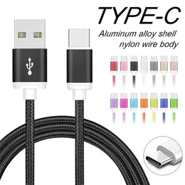 Ny metallhus Braid USB C Typ C Laddningssladd 2A Höghastighet MIRCO USB Core Adapter för Samsung LG Huawei Android -telefoner