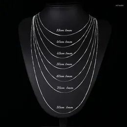 Ketten 35cm-80cm 1mm dünne echte reine solide 925 Sterling Silber Box Kette Halsketten für Frauen Männer Kinder Mädchen Schmuck Kolye CollaresChains