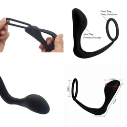 Nxy Anal Toys Loaey Male Prostate Massage & Plug Silicone Stimulator Butt Delay Ejaculation Ring Sex for Men Gays 220420