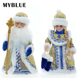 30cm julprydnader elektriska Santa Claus Snow Maiden Musical Dancing Plush Dolls Leksaker Presentdekoration för Home Navidad 220423