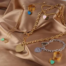 Mode Stahl Edelstahl Anhänger Halsketten Herz Halskette Liebe Doppel für Frauen Gold Silber Farbe Necklacespendant