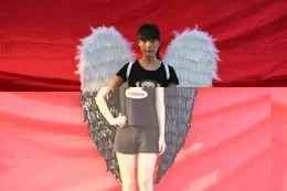 الحفلات زخرفة Cosplay Black Devil Angel Feather Wing Compe Model Runway Wark Inform