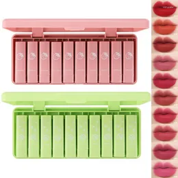 Lipgloss 10-teiliges Mini-Set, feuchtigkeitsspendend, samtig, langanhaltend, matt, Glasur, Tönung, sexy rot, glänzend, flüssige Lippenstifte, Make-up, Lippe, Wunsch22