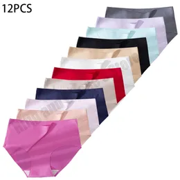 12PCS Lce silk Seamless Underwear Womens Panties Sexy Comfortable Breathable Lowwaist Briefs Plus size Elastic Lingerie 220621