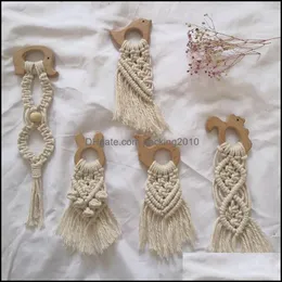 Other Home Decor Garden Handmade Tassel Rame Tapestry Wall Hanging Shelf Boho Cotton Rope Woven Plant Hange Dhs1W