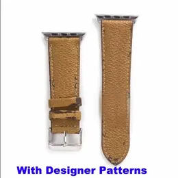 패션 디자이너 스마트 워치 스트랩 애플 시계 밴드 시리즈 1 2 3 4 5 6 38mm 44mm 44mm 44mm PU 가죽 스마트 워치 스트랩 교체 디자인 패턴 어댑터 커넥터