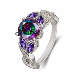 Anelli di moda creativa colorato in pietra rotonda zircone anello zirconio