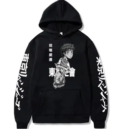 هوديز رجال Sweatshirts Tokyo Revengers هوديي Takemichi Hanagaki طباعة أنيمي الأكمام الطويلة قمم Harajuku فضفاضة رجال الملابس