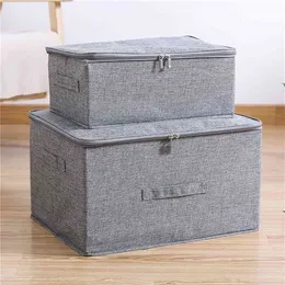 Cotton And Liene Storage Box With Cap Clothes Socks Toy Snacks Sundries Oraganier Set Household organizer 210330