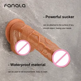 FanaLa Brauner Saugnapf-Dildo aus Silikon, vibrationsfrei, für Damen, G-Punkt, Anal, sexy Spielzeug, flexibler Penis, Lesben, langer, weicher Buttplug