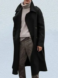 Herren Trenchcoats Retro Blends Wintermantel Männer Lange Lässige Braune Warme Wolle Streetwear Jacke Oberbekleidung 2022Herren