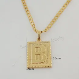 Collane con ciondolo OVERLAY FILL BRASS 24INCH CUBAN LINK CHAIN COLLANA LETTERA B INIZIALE INIZIALI CollaneCiondolo