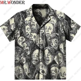 Mr.Wonder Neuheit 3D Herren Horror Anime Manga Shirt Coole Shirts Casual Button Down Strand Kurzarm Hemd Hawaiian Tops 220401