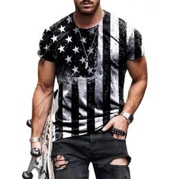 Fashion Mens Overdized Tshirt Summer Shortsleeved 3D Flag Printed Sports Fitness Shirt Loose and Breattable Streetwear 220607