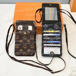 iPhoneケース用のブランドデザイナークロスボディバッグ15 14 13 12 11 18 16 Pro Max Samsung Galaxy S 22 21 20 23 24 25 26 Plus Ultra Luxury Leather Card Holder Wallet Bag with Box