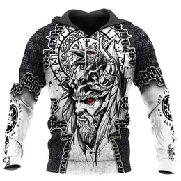 Söt symbol Viking Tattoo 3D Printed Spring Unisex hoodie tröja Pullover Casual tröja Loose Jacket Male XXS-4XL 220725