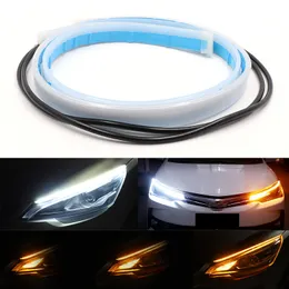 New 2Pcs Car LED Light Strip DRL Daytime Running Lights Flexible Auto Headlight Surface Decorative Lamp Flowing Turn Signal Styling