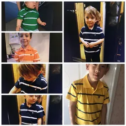 Tirt Kids Cloths Turn-Town Raby Boy Summer Tophirt Thirt Color Stripes Vetement Enfant Fille Camisetas Fnaf262r