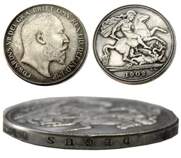 (UF85)Great Britain EDWARD VII one Crown 1902 Craft Silver Plated Copy Coin metal dies manufacturing