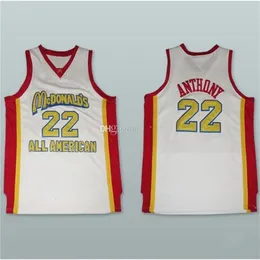 Nikivip Carmelo Anthony #22 All American High School White Retro Basketball Jersey Mens Costumado Número Custom Jerseys